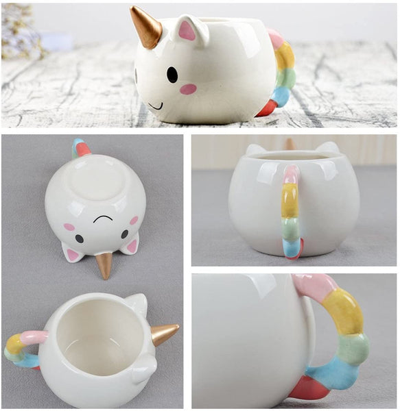 Cmiko Ceramic Unicorn Coffee Mug 3D Hand Printed Lovely Cute White Cat Milk Tea Cup  12oz